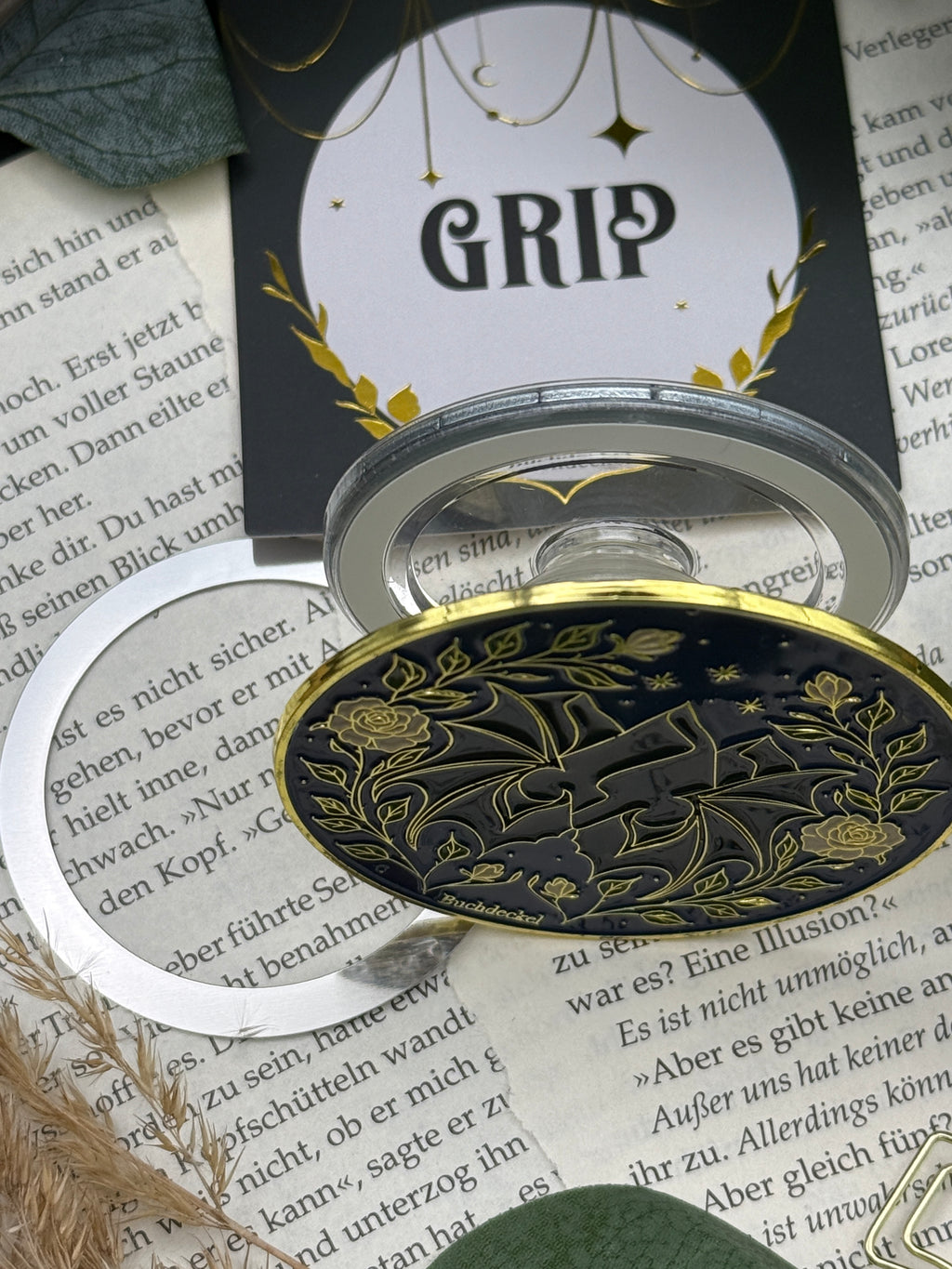 Phone Grip strukturierte Oberfläche Gold "Berge"