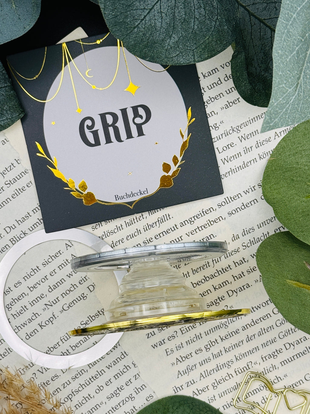 Phone Grip strukturierte Oberfläche Gold "Drache"