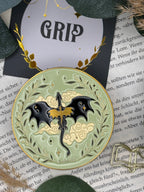 Phone Grip strukturierte Oberfläche Altgold  "Drache"