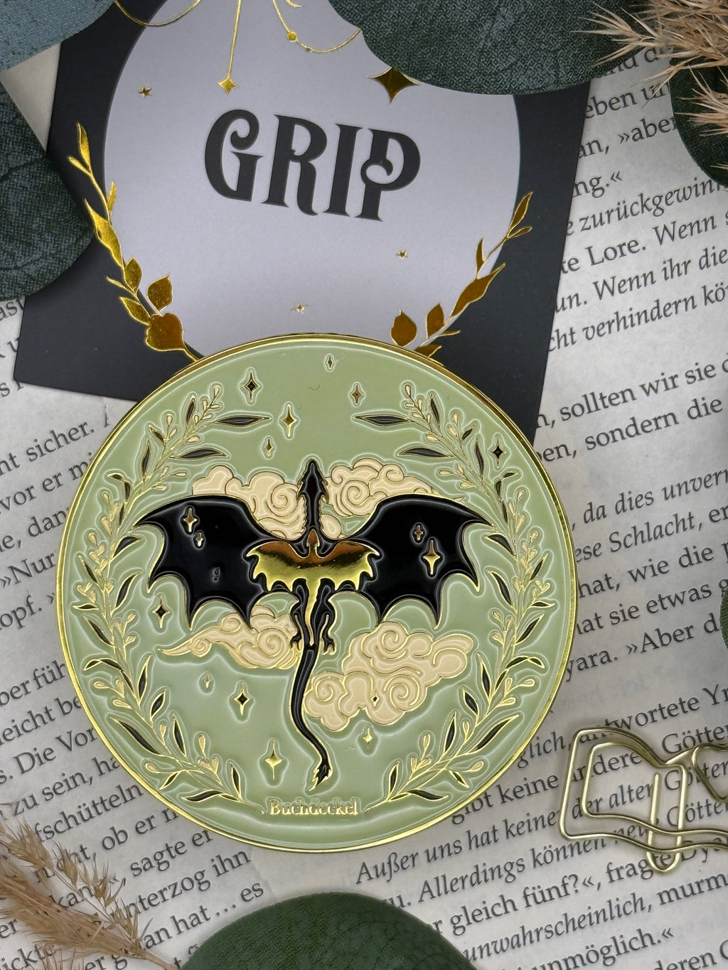 Phone Grip strukturierte Oberfläche Gold "Drache"