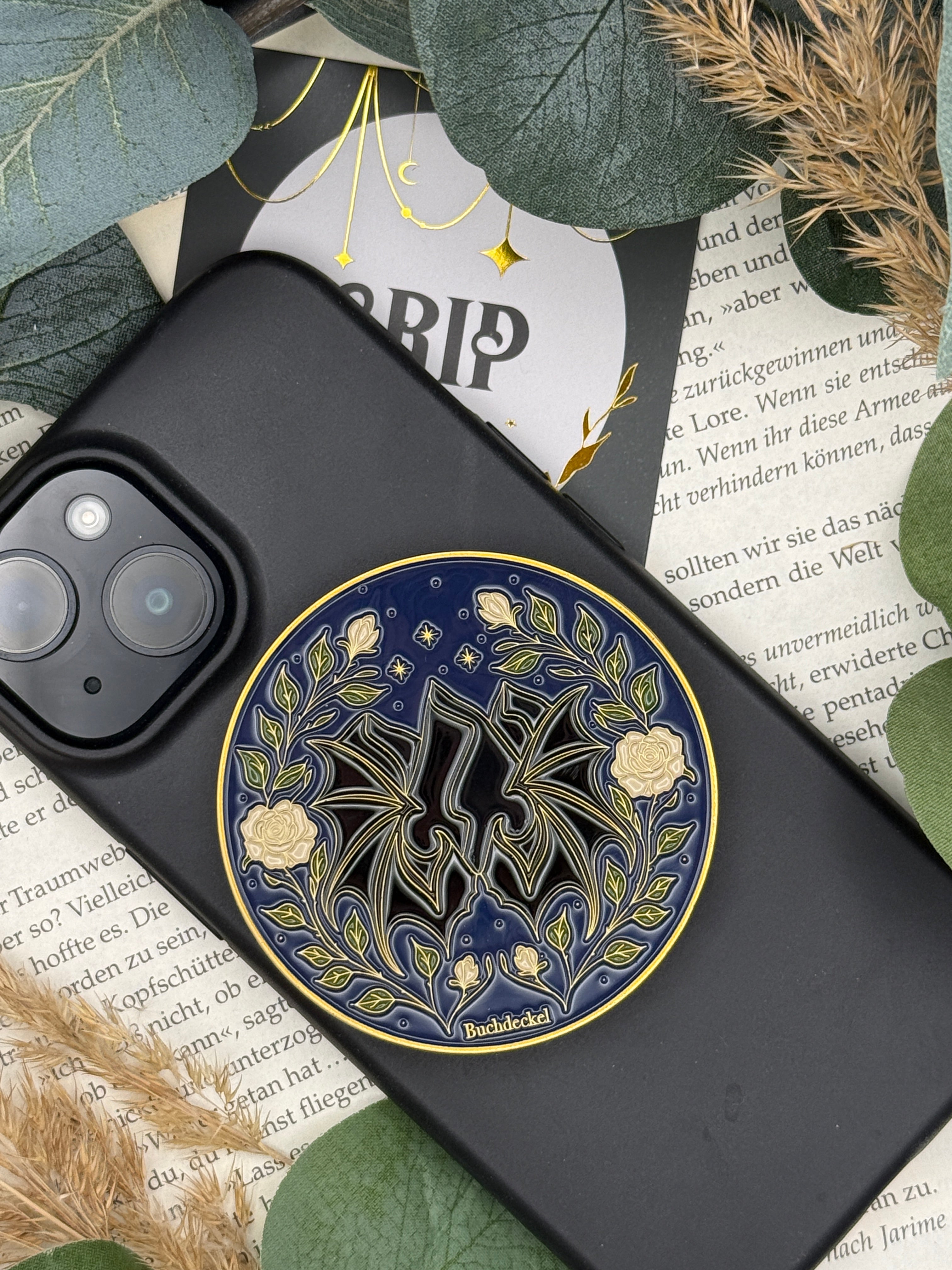 Phone Grip strukturierte Oberfläche Gold "Berge"