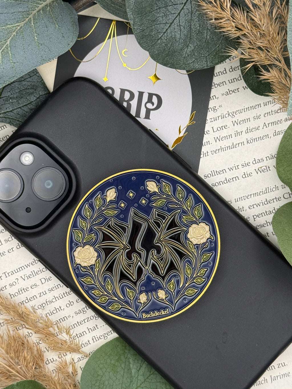 Phone Grip strukturierte Oberfläche Altgold "Berge"