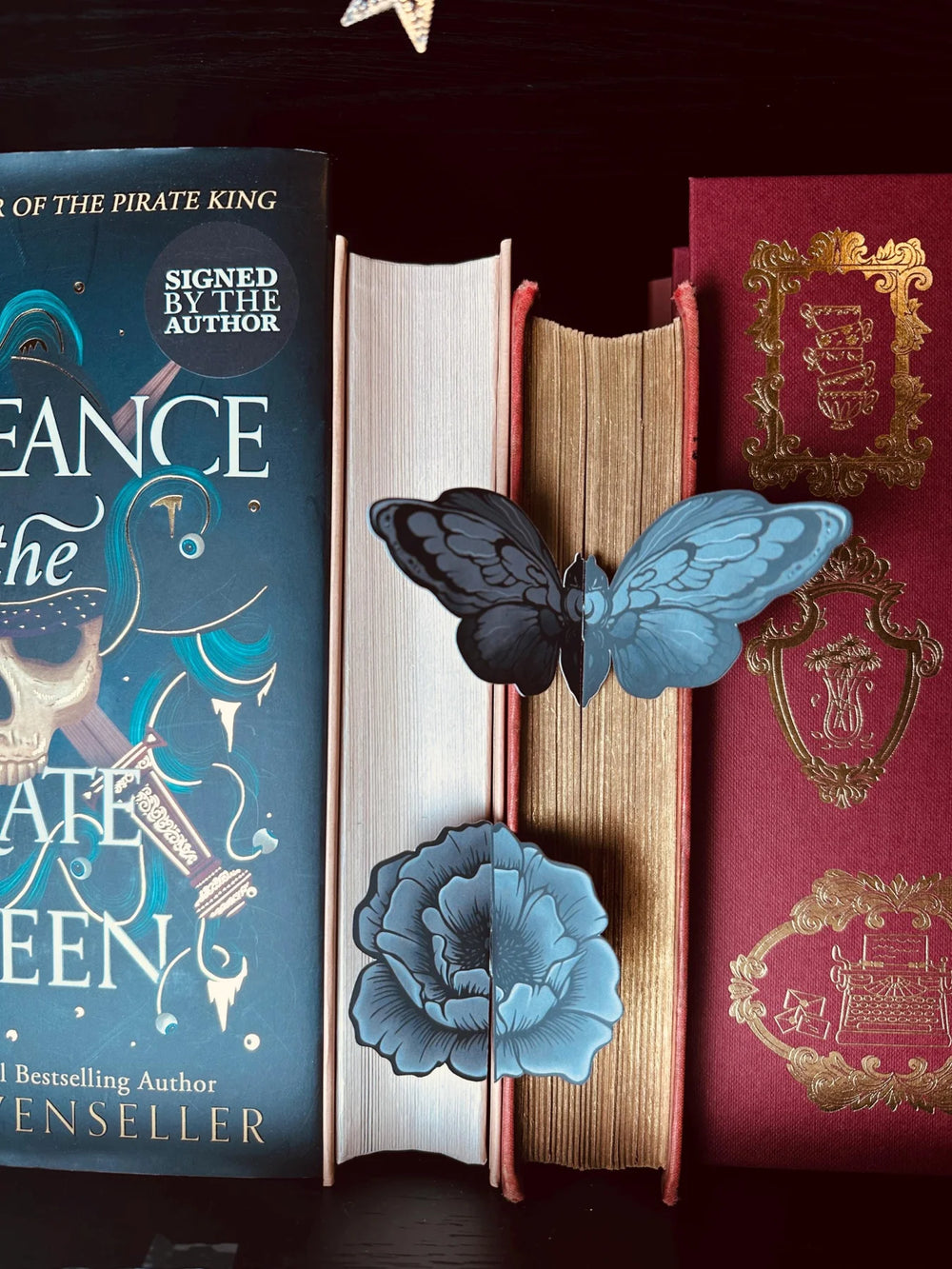 Black Butterfly & Flower Bookmark